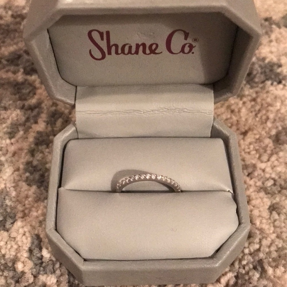 Platinum and diamond wedding band